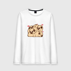 Мужской лонгслив хлопок с принтом Puglie Pug. Кучка Мопсов в Ухте, 100% хлопок |  | 
