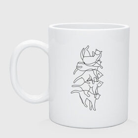 Кружка с принтом Кошачья грация в Ухте, керамика | объем — 330 мл, диаметр — 80 мм. Принт наносится на бока кружки, можно сделать два разных изображения | cat | кот | коты | лайн | лайнинг