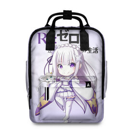 Женский рюкзак 3D с принтом Re:Zero. Эмилия в Ухте, 100% полиэстер | лямки с регулируемой длиной, сверху ручки, чтобы рюкзак нести как сумку. Основное отделение закрывается на молнию, как и внешний карман. Внутри два дополнительных кармана, один из которых закрывается на молнию. По бокам два дополнительных кармашка, куда поместится маленькая бутылочка
 | re zero | re:zero. жизнь с нуля в альтернативном мире | re:zero. жизнь с нуля в другом мире | rezero | аниме | манга | пак | рем | рем и рам | эмилия