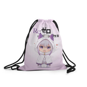 Рюкзак-мешок 3D с принтом Re:Zero. Эмилия в Ухте, 100% полиэстер | плотность ткани — 200 г/м2, размер — 35 х 45 см; лямки — толстые шнурки, застежка на шнуровке, без карманов и подкладки | re zero | re:zero. жизнь с нуля в альтернативном мире | re:zero. жизнь с нуля в другом мире | rezero | аниме | манга | пак | рем | рем и рам | эмилия