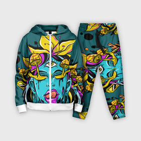 Детский костюм 3D с принтом Девушка грибница в Ухте,  |  | галлюцинации | грибы | девушка | космос | синий | цветок | черный