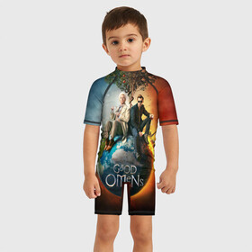 Детский купальный костюм 3D Благие знамения: в Ухте, Полиэстер 85%, Спандекс 15% | застежка на молнии на спине | david | good | michael | omens | sheen | tennant | азирафель | ангел | демон | дэвид | кроули | майкл | падший | теннант | шин