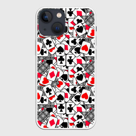 Чехол для iPhone 13 mini с принтом Игральные карты в Ухте,  |  | cards | casino | coons | cross | game | hearts | playing | poker | spades | suit | буны | графика | игра | игральные | иллюстрация | казино | картинка | карты | коллаж | крести | масть | мода | пики | покер | разбросаны | рисунок | рубашка