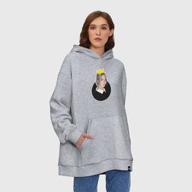 Худи SuperOversize хлопок с принтом Billie Eilish в Ухте, 70% хлопок, 30% полиэстер, мягкий начес внутри | карман-кенгуру, эластичная резинка на манжетах и по нижней кромке, двухслойный капюшон
 | ailish | billi | billie eilish | bury a friend | copycat | crown | dont smile at me | lovely | music | my boy | party favor | pop | били | билли айлиш | музыка | певица | поп | эйлиш