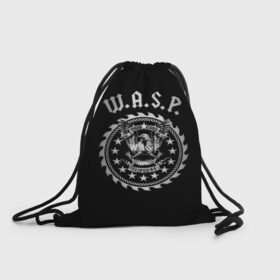 Рюкзак-мешок 3D с принтом W.A.S.P. в Ухте, 100% полиэстер | плотность ткани — 200 г/м2, размер — 35 х 45 см; лямки — толстые шнурки, застежка на шнуровке, без карманов и подкладки | w.a.s.p. | wasp | глэм метал | группы | метал | музыка | рок | хард рок | хэви метал | шок рок