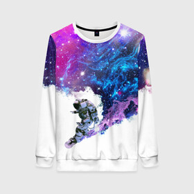 Женский свитшот 3D с принтом Космический сноуборд в Ухте, 100% полиэстер с мягким внутренним слоем | круглый вырез горловины, мягкая резинка на манжетах и поясе, свободная посадка по фигуре | big | арт | крупные арты | крупные принты | сумаcшедшие арты