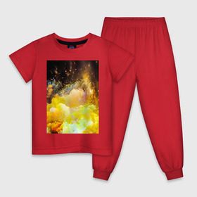 Детская пижама хлопок с принтом Желтая краска в Ухте, 100% хлопок |  брюки и футболка прямого кроя, без карманов, на брюках мягкая резинка на поясе и по низу штанин
 | Тематика изображения на принте: big | арт | крупные арты | крупные принты | сумаcшедшие арты