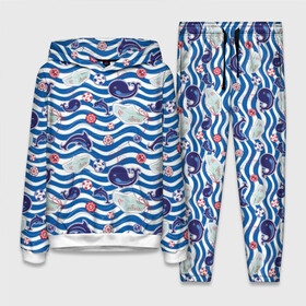 Женский костюм 3D (с толстовкой) Киты и дельфины: в Ухте,  |  | animals | background | boats | fashion | hearts | paper | sea | style | text | water | вода | волны | графика | дельфины | детский | иллюстрация | картинка | мода | море | морские | надпись | океан | орнамент | полоски | пуговицы | пунктир