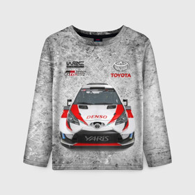 Детский лонгслив 3D с принтом WRC Toyota в Ухте, 100% полиэстер | длинные рукава, круглый вырез горловины, полуприлегающий силуэт
 | auto | car | championship | race | rally | toyota | world | wrc | авто | гонки | машина | ралли | трасса | трек | чемпионат