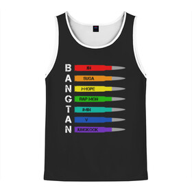 Мужская майка 3D с принтом Bangtan Boys BTS в Ухте, 100% полиэстер | круглая горловина, приталенный силуэт, длина до линии бедра. Пройма и горловина окантованы тонкой бейкой | Тематика изображения на принте: army | bad | boy | bts | btsarmy | exo | jhope | jimin | jin | jungkook | k pop | kpop | mon | monster | rap | suga | wings | бтс | кпоп | поп