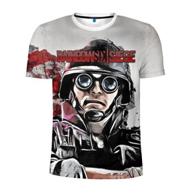 Мужская футболка 3D спортивная с принтом Rainbow Six: Siege в Ухте, 100% полиэстер с улучшенными характеристиками | приталенный силуэт, круглая горловина, широкие плечи, сужается к линии бедра | gameplay | mozzie | pvp | r6s | герой | дым | огонь | оружия | осада | пламя | снайпер | сражения | тактический | туман | шутер