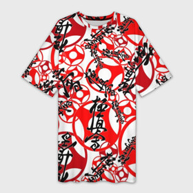 Платье-футболка 3D с принтом Каратэ киокушинкай в Ухте,  |  | arts | black | fashion | hapkido | judo | karate | style | sym | taekwondo | white | белый | боевые | графика | дзюдо | дизайн | иероглифы | иллюстрация | искусства | картинка | киокушинкай | красный | мода | надпись | орнамент | рисунок