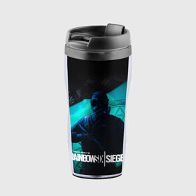 Термокружка-непроливайка с принтом Rainbow Six Siege. Thatcher в Ухте, внутренняя часть — пищевой пластик, наружная часть — прозрачный пластик, между ними — полиграфическая вставка с рисунком | объем — 350 мл, герметичная крышка | Тематика изображения на принте: 
