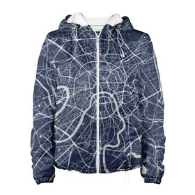 Женская куртка 3D Карта Москвы: в Ухте, ткань верха — 100% полиэстер, подклад — флис | прямой крой, подол и капюшон оформлены резинкой с фиксаторами, два кармана без застежек по бокам, один большой потайной карман на груди. Карман на груди застегивается на липучку | capital | city | country | map | moscow | plan | rivers | roads | russia | russians | scheme | город | дороги | карта | москва | план | реки | россия | русские | столица | страна | схема