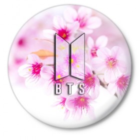 Значок с принтом BTS в Ухте,  металл | круглая форма, металлическая застежка в виде булавки | bts | j hope | jimin | jin | jungkook | rap monster | rm | suga | бтс | ви | группа | джей хоуп | корейская | музыка | рэп монстр | сюга | цветы | чимин | чин | чонгук | шуга