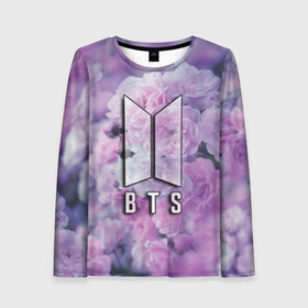 Женский лонгслив 3D с принтом BTS в Ухте, 100% полиэстер | длинные рукава, круглый вырез горловины, полуприлегающий силуэт | bts | j hope | jimin | jin | jungkook | rap monster | rm | suga | бтс | ви | группа | джей хоуп | корейская | музыка | рэп монстр | сюга | цветы | чимин | чин | чонгук | шуга