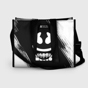 Сумка-шоппер 3D с принтом Marshmello 4 в Ухте, 100% полиэстер | застегивается на металлическую кнопку; внутренний карман застегивается на молнию. Стенки укреплены специальным мягким материалом, чтобы защитить содержимое от несильных ударов
 | dj | fortnite | marshmello | music | дж | зефир | маршмелоу | музыка | форнайт | фортнайт