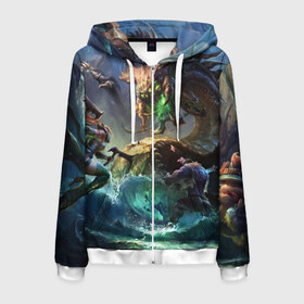 Мужская толстовка 3D на молнии с принтом League of legends в Ухте, 100% полиэстер | длина до линии бедра, манжеты и пояс оформлены мягкой тканевой резинкой, двухслойный капюшон со шнурком для регулировки, спереди молния, по бокам два кармана | art | fantasy | game art | illustration | league of legends | арт | драконы | лига легенд | персонаж | рпг | стратегия | фантастика
