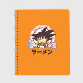 Тетрадь с принтом Saiyan Ramen - Dragon Ball Z в Ухте, 100% бумага | 48 листов, плотность листов — 60 г/м2, плотность картонной обложки — 250 г/м2. Листы скреплены сбоку удобной пружинной спиралью. Уголки страниц и обложки скругленные. Цвет линий — светло-серый
 | ball z | dragon | акира | дракона | драконий | жемчуг | зет | иероглиф | манга | ниндзя | стиль | торияма | японский