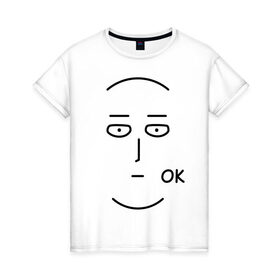 Женская футболка хлопок с принтом One Punch Man в Ухте, 100% хлопок | прямой крой, круглый вырез горловины, длина до линии бедер, слегка спущенное плечо | one punch man | onepunchman | oppai | аниме | ван панч мен | ванпанчмен | манга | сайтама | супергерои | человек один удар