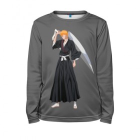 Детский лонгслив 3D с принтом Kurosaki Ichigo в Ухте, 100% полиэстер | длинные рукава, круглый вырез горловины, полуприлегающий силуэт
 | 