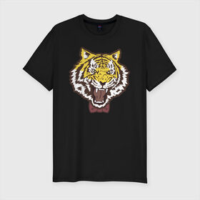 Мужская футболка премиум с принтом Yuri Plisetsky Style Tiger в Ухте, 92% хлопок, 8% лайкра | приталенный силуэт, круглый вырез ворота, длина до линии бедра, короткий рукав | tiger | yuri on ice | yuri plisetsky | тигр | юри на льду | юрий плисецкий