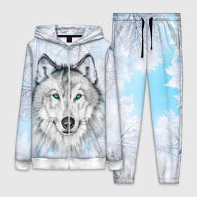 Женский костюм 3D с принтом Волк в Ухте,  |  | берёзы | волчара | глаза | зима | лес | матёрый | небо | собака | хищник