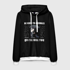 Мужская толстовка 3D с принтом Be Kind to Animals в Ухте, 100% полиэстер | двухслойный капюшон со шнурком для регулировки, мягкие манжеты на рукавах и по низу толстовки, спереди карман-кенгуру с мягким внутренним слоем. | be kind to animals | cinema | dog | dogs | john wick | keanu reeves | джон уик | животные | пес | собака
