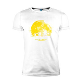 Мужская футболка премиум с принтом Пикачу в Ухте, 92% хлопок, 8% лайкра | приталенный силуэт, круглый вырез ворота, длина до линии бедра, короткий рукав | аниме | луна | пикачу