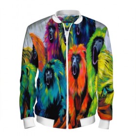Мужской бомбер 3D Обезьянки: в Ухте, 100% полиэстер | застегивается на молнию, по бокам два кармана без застежек, по низу бомбера и на воротнике - эластичная резинка |