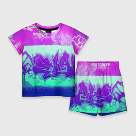 Детский костюм с шортами 3D с принтом color neon collection в Ухте,  |  | Тематика изображения на принте: grafiti | paint | street art | urban | город | граффити | искусство | кирпичи | краски | рисунки | стена | улицы | уличное искусство