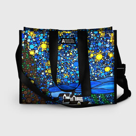 Сумка-шоппер 3D с принтом Ночь в Ухте, 100% полиэстер | застегивается на металлическую кнопку; внутренний карман застегивается на молнию. Стенки укреплены специальным мягким материалом, чтобы защитить содержимое от несильных ударов
 | art | impressionism | night | painting | planets | sky | stars | style | van gogh | waves | ван гог | вихрь | волны | живопись | звезды | импрессионизм | искусство | краски | небо | ночь | рисунок | стиль