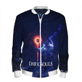 Мужской бомбер 3D с принтом DARK SOULS в Ухте, 100% полиэстер | застегивается на молнию, по бокам два кармана без застежек, по низу бомбера и на воротнике - эластичная резинка | art | artwork | crown | dark soul | dark souls iii | death | digital art | embers | fanatsy | fire | flames | game | mask | skeletons | воин | минимализм | рыцарь | тёмные души