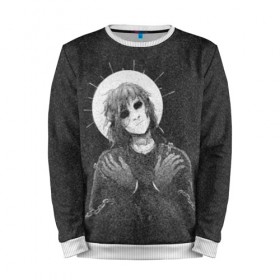 Мужской свитшот 3D с принтом Sally Face в Ухте, 100% полиэстер с мягким внутренним слоем | круглый вырез горловины, мягкая резинка на манжетах и поясе, свободная посадка по фигуре | game | sally | sally face | игра | классная | крутая | маска | мрак | салли | салли маска | салли фейс | салли фишер | тьма | фейс | цепи