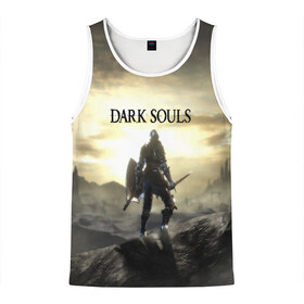Мужская майка 3D с принтом DARK SOULS в Ухте, 100% полиэстер | круглая горловина, приталенный силуэт, длина до линии бедра. Пройма и горловина окантованы тонкой бейкой | Тематика изображения на принте: art | artwork | crown | dark soul | dark souls iii | death | digital art | embers | fanatsy | fire | flames | game | mask | skeletons | воин | минимализм | рыцарь | тёмные души