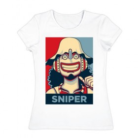 Женская футболка хлопок с принтом Усопп в Ухте, 100% хлопок | прямой крой, круглый вырез горловины, длина до линии бедер, слегка спущенное плечо | anime | manga | one piece | аниме | ван пис | манга | усопп