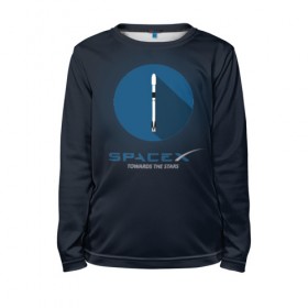 Детский лонгслив 3D с принтом Towards the stars SPACE X в Ухте, 100% полиэстер | длинные рукава, круглый вырез горловины, полуприлегающий силуэт
 | elon musk | falcon 9 | spacex | towards the stars | илон маск | к звездам | космос | ракета