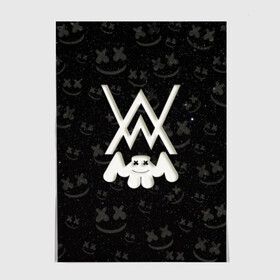 Постер с принтом Alan Walker & Marshmello в Ухте, 100% бумага
 | бумага, плотность 150 мг. Матовая, но за счет высокого коэффициента гладкости имеет небольшой блеск и дает на свету блики, но в отличии от глянцевой бумаги не покрыта лаком | alan walker | marshmello | алан валкер | алан волкер | алан уокер | диджей | клуб | клубная музыка | маршмеллоу | маршмэлло | маршмэллоу | музыка | музыкант | песни | электронная