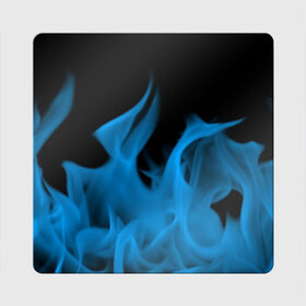 Магнит виниловый Квадрат с принтом Синий огонь в Ухте, полимерный материал с магнитным слоем | размер 9*9 см, закругленные углы | fire | flame | in fire | smoke | в огне | дым | огненный | огонь | текстуры