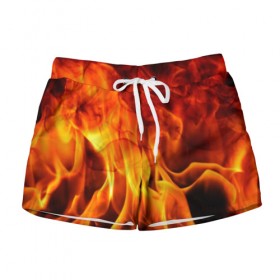 Женские шорты 3D с принтом Огонь и дым в Ухте, 100% полиэстер | прямой крой, два кармана без застежек по бокам. Мягкая трикотажная резинка на поясе, внутри которой широкие завязки. Длина до середины бедра | fire | flame | in fire | smoke | в огне | дым | огненный | огонь | текстуры