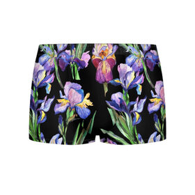 Мужские трусы 3D Ирисы: в Ухте, 50% хлопок, 50% полиэстер | классическая посадка, на поясе мягкая тканевая резинка | акварель | мода | стиль | цветочки | цветы