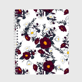 Тетрадь с принтом Tropical forest flowers в Ухте, 100% бумага | 48 листов, плотность листов — 60 г/м2, плотность картонной обложки — 250 г/м2. Листы скреплены сбоку удобной пружинной спиралью. Уголки страниц и обложки скругленные. Цвет линий — светло-серый
 | art | flowers | арт | букет | лепестки | листья | художество | цветок | цветы