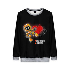 Женский свитшот 3D с принтом Love, Death & Robots в Ухте, 100% полиэстер с мягким внутренним слоем | круглый вырез горловины, мягкая резинка на манжетах и поясе, свободная посадка по фигуре | 