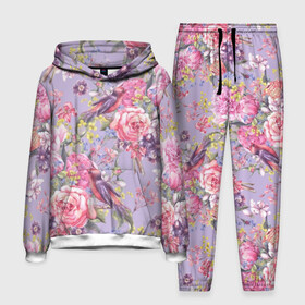 Мужской костюм 3D (с толстовкой) с принтом Лилии и розы в Ухте,  |  | art | background | birds | bouquet | hyacinths | leaves | lilac | mimosa | painting | pattern | peonies | petals | roses | stems | watercolor | wildflowers | акварель | букет | гиацинты | живопись | искусство | лепестки | листья | мимоза | пионы | полевые