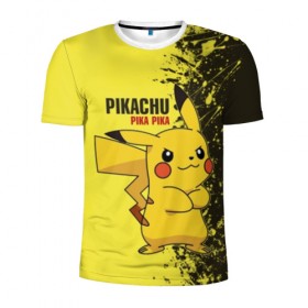Мужская футболка 3D спортивная с принтом Pikachu Pika Pika в Ухте, 100% полиэстер с улучшенными характеристиками | приталенный силуэт, круглая горловина, широкие плечи, сужается к линии бедра | pika | pikachu | аниме | детская | детям | игры | молния | мышка | мышь | пика | пикачу | покемон | покемоны