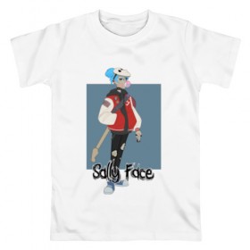 Мужская футболка хлопок с принтом Sally Face в Ухте, 100% хлопок | прямой крой, круглый вырез горловины, длина до линии бедер, слегка спущенное плечо. | 