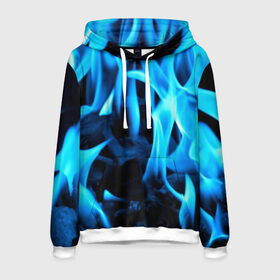 Мужская толстовка 3D с принтом Синий огонь в Ухте, 100% полиэстер | двухслойный капюшон со шнурком для регулировки, мягкие манжеты на рукавах и по низу толстовки, спереди карман-кенгуру с мягким внутренним слоем. | fire | flame | in fire | smoke | в огне | дым | огненный | огонь | текстуры