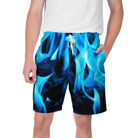 Мужские шорты 3D Синий огонь: в Ухте,  полиэстер 100% | прямой крой, два кармана без застежек по бокам. Мягкая трикотажная резинка на поясе, внутри которой широкие завязки. Длина чуть выше колен | fire | flame | in fire | smoke | в огне | дым | огненный | огонь | текстуры