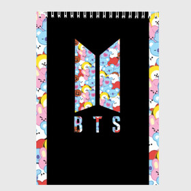 Скетчбук с принтом BTS BT21 в Ухте, 100% бумага
 | 48 листов, плотность листов — 100 г/м2, плотность картонной обложки — 250 г/м2. Листы скреплены сверху удобной пружинной спиралью | bangtan boys | bt21 | bts | bts army | bts stickers | j hope | jimin | jin | jungkook | k pop | rap monster | rapmon | suga | v | бтс | корея | стикеры bts