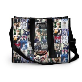 Сумка-шоппер 3D с принтом BTS Collage в Ухте, 100% полиэстер | застегивается на металлическую кнопку; внутренний карман застегивается на молнию. Стенки укреплены специальным мягким материалом, чтобы защитить содержимое от несильных ударов
 | bangtan | boy | j hope | jimin | jin | jungkook | korea | luv | rm | suga | v | with | бтс | кей | поп